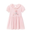 thumbnail image 2 of Bellafa Little Girl's Appliuqe Cotton Summer Dress Toddler Short Sleeve Tiered Swing A-Line Casual Sundress 2-7 Years, 2 of 8
