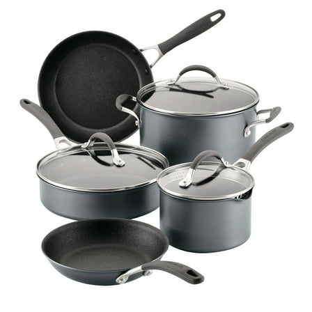 Circulon ScratchDefense 8 Piece Nonstick Induction Pots and Pans Set, Graphite