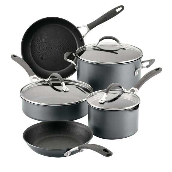 Circulon ScratchDefense 8 Piece Nonstick Induction Pots and Pans Set, Graphite