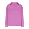 thumbnail image 4 of YUGYXL Women's Side Split Sweatshirt Lounge Solid Color Long Sleeve Clothes V Neck Collared Blouses Pink M, 4 of 8