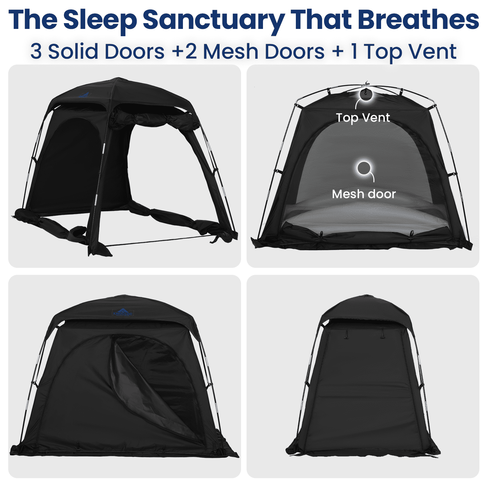 KNOCLOC Blackout Sleep Tent for Toddler Travel Bed, Pack and Play, Kids Air Mattress & Cot, CPC Certified Baby Sleep Pod with Fan Pouch Breathable Portable & Easy Setup