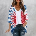 thumbnail image 4 of Gamivast 4Th of July Cardigan for Women Print V Neck 3/4 Sleeve Open Front Loose Fit Summer Tops Lightweight Kimono Cardigan 3/4 Sleeve Vacation Wear outfits, 4 of 6