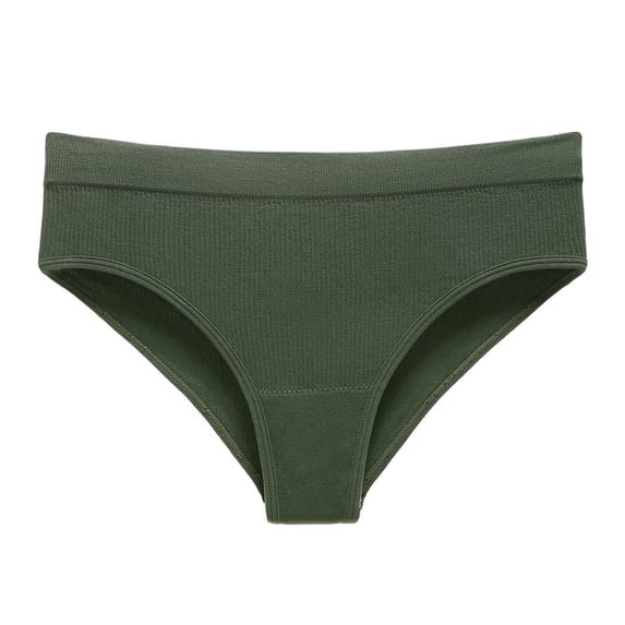 SNKSDGM Women Low Rise Ribbed Seamless Bikini Panties, Stretch Breathable Workout Fitness Underwear Solid Neon Multi Colors Green XL