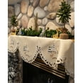 thumbnail image 2 of Embroidered Beige Winter Snow Scene Mantel Scarf (19" x 90"), 2 of 4