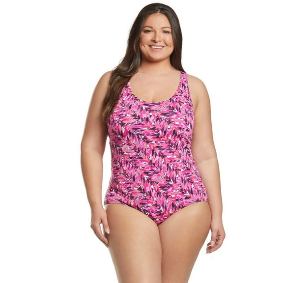 Sporti Plus Size Carina Blossom Chlorine Resistant Moderate Scoop Back One Piece Swimsuit