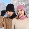 thumbnail image 2 of Neckerchief Set Solid Color Warm Unisex Hat Supplies Plush Knit Hat For Winter, 2 of 10