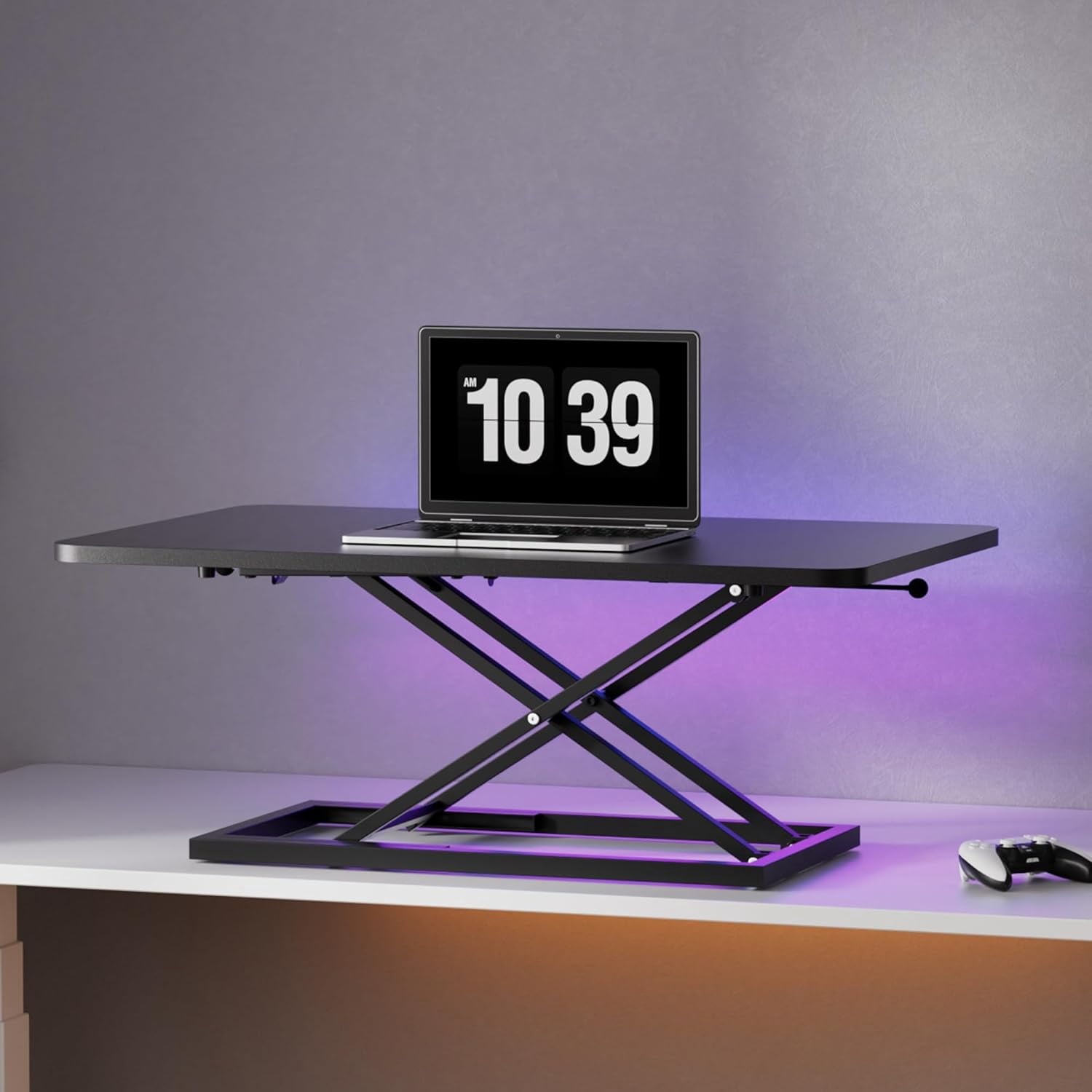 Black Small Single 32 inch Scissors Lift Keyboard and Mouse Riser ,Height Adjustable Standing Desk Converter,for Ergonomic Sit Stand Workstations (32 inch)