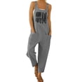 thumbnail image 2 of Conairie Women 4th of July Overalls American Falg Print Lightweight Adjustable Straps Jumpsuits Wide Leg Pants With Pockets L, 2 of 3