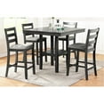 thumbnail image 4 of Contemporary 5pc Counter Height Dining In Gray, Square Table With Shelves & Chairs , Gray Cushion Seat Back, 4 of 7