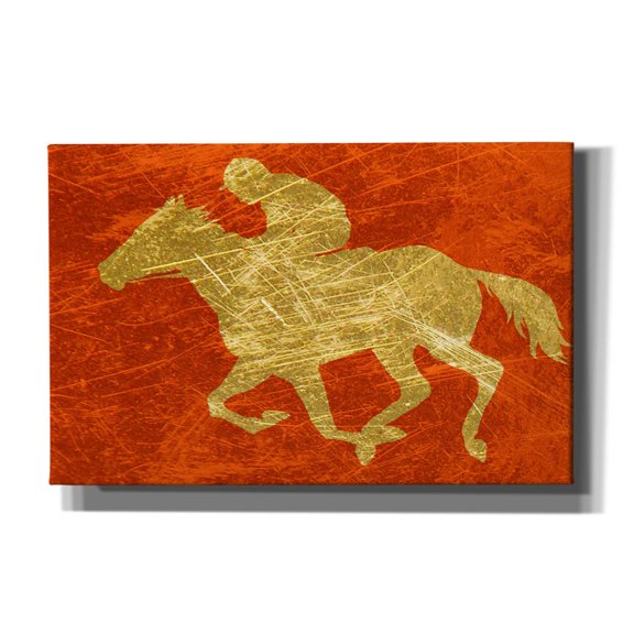Epic Graffiti 'Gold Jockey On Red' by Irena Orlov, Canvas Wall Art, 40"x26"