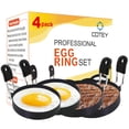 thumbnail image 2 of Juego de anillos para huevos COTEY, tamaño grande, 9 cm, acero inoxidable antiadherente, 4 unidades, 2 of 5