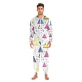 thumbnail image 3 of FORMRS Onesies Pajama for Adults Unisex Hoodie Winter Jumpsuit One Piece Sleepwear, Sizes S-2XL, Pink Simple Shapes, 3 of 7