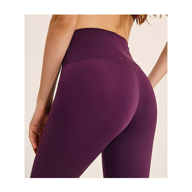 3/4 Yoga Pants High Waist Workout Purple Leggings for Women