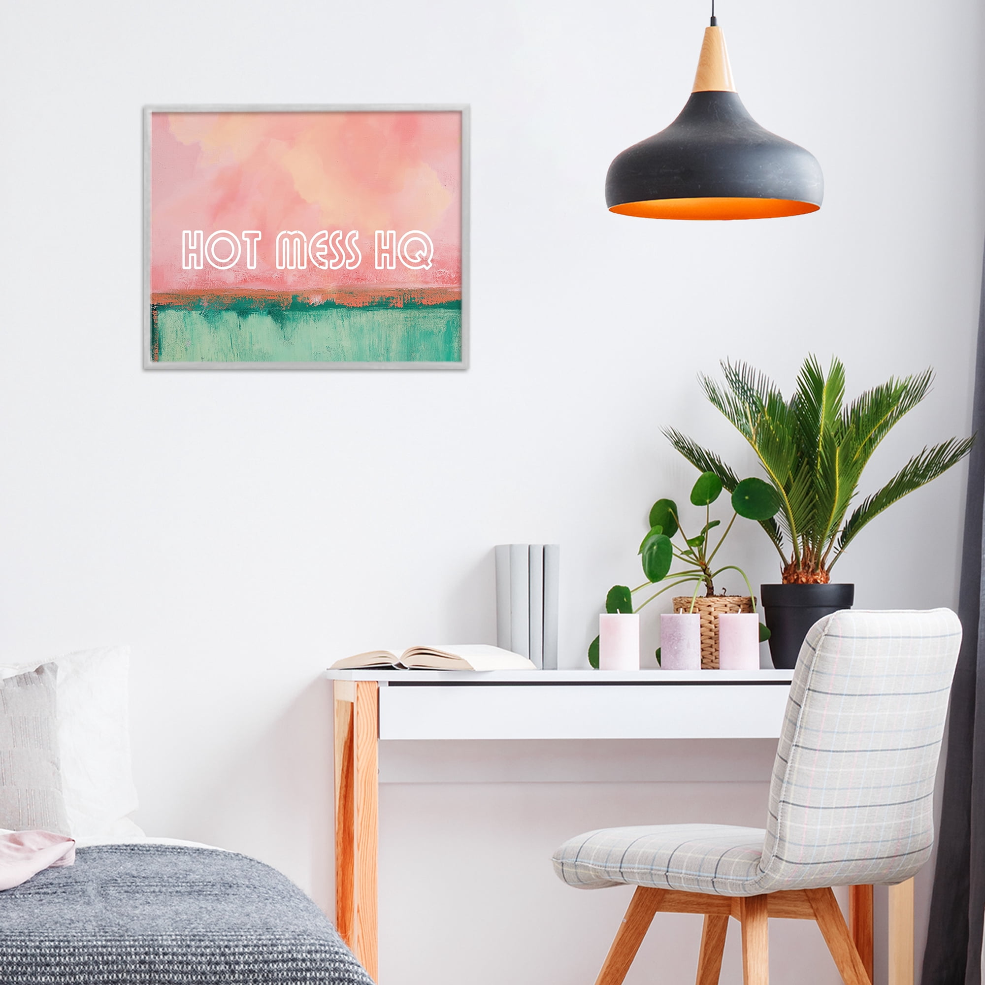 Stupell Industries Hot Mess Headquarters Gray Framed Giclee Art, design by Gina Kelly
