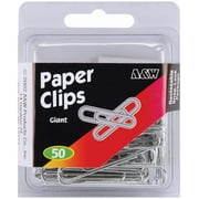 A & W Office Supplies Paper Clips-Giant- Silver 50/Pkg