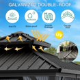 thumbnail image 2 of Luku 10x12FT Outdoor Hardtop Gazebo with Galvanized Iron Roof, Sturdy Aluminum Frame, Netting & Curtains, Wind Snow Resistant Permanent Gazebo for Patio, Lawn, Pool, Deck, 2 of 7