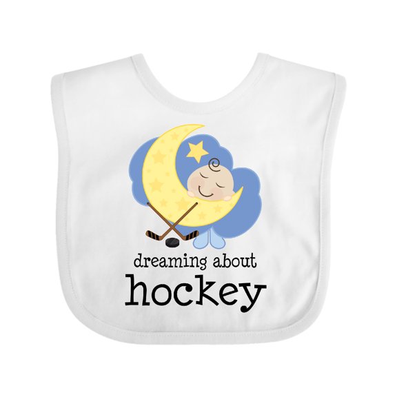 Inktastic Dreaming About Hockey Boys or Girls Baby Bib