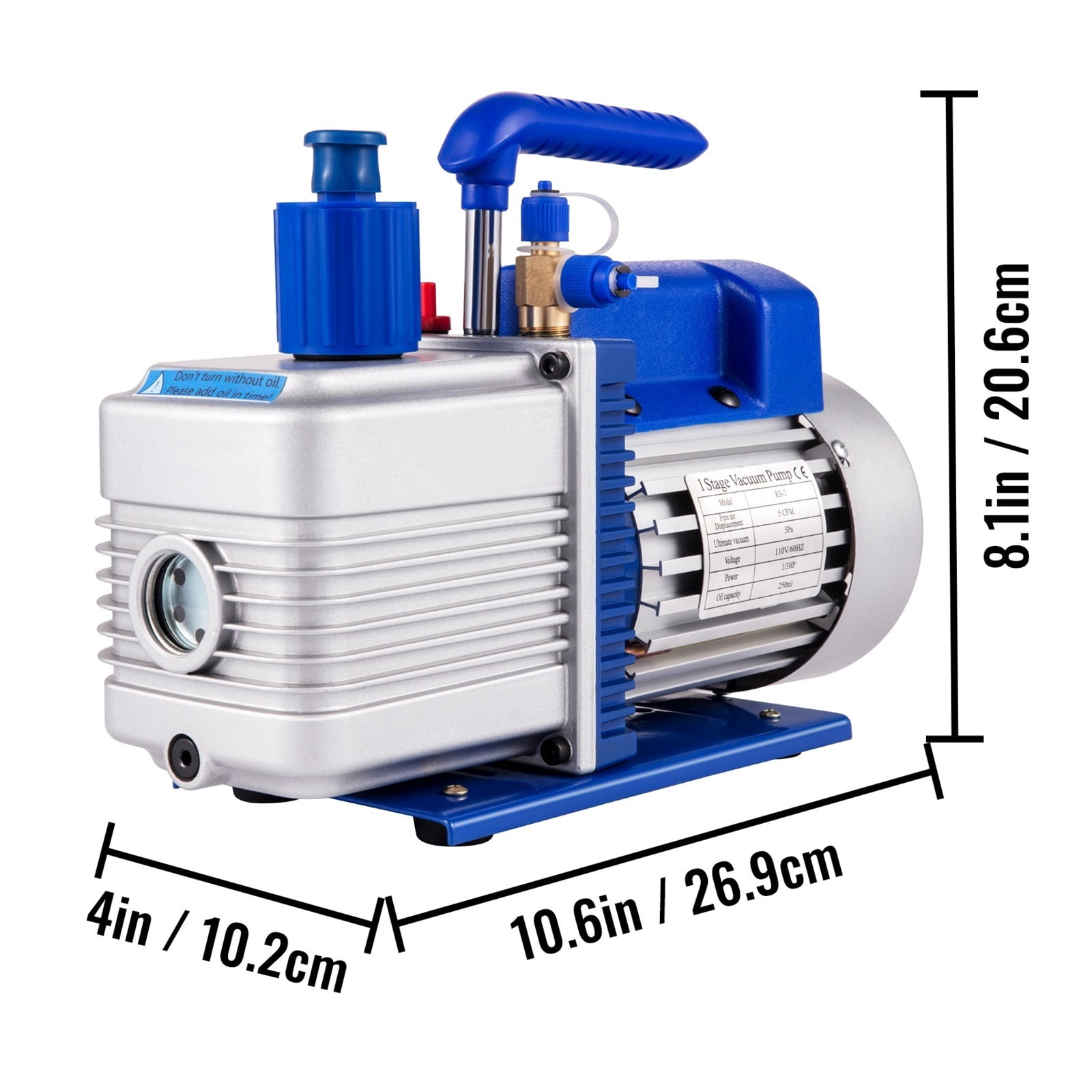 Vacuum Pump,4.8CFM AC Refrigerant Vacuum Pump With Gauges HVAC Refrigeration Home Vacuum Packing Air Condition Automobile Maintenance ,Outstanding Oil Inlet System