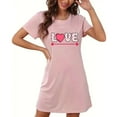 thumbnail image 4 of Xfvqtps Valentine's Day Nightgown for Women Plus Size Love Arrow Print Short Sleeve Crew Neck Solid Color Lightweight Soft Comfortable Pajamas Pink, 4 of 6