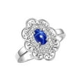 thumbnail image 6 of Rylos 14K White Gold Floral Designer Ring with 6x4 MM Oval Blue Star Sapphire & Sparkling Diamonds - Birthstone Jewelry for Women -Size 10, 6 of 7