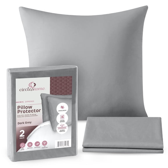 CIRCLESHOME Throw Pillow Protectors - 100% Cotton Breathable Pillowcases - 20 X 20 Square Pillowcases - Protects Pillows from Dirt, Dust and Debris (Square Pillow - 2 Pack- 20x20)