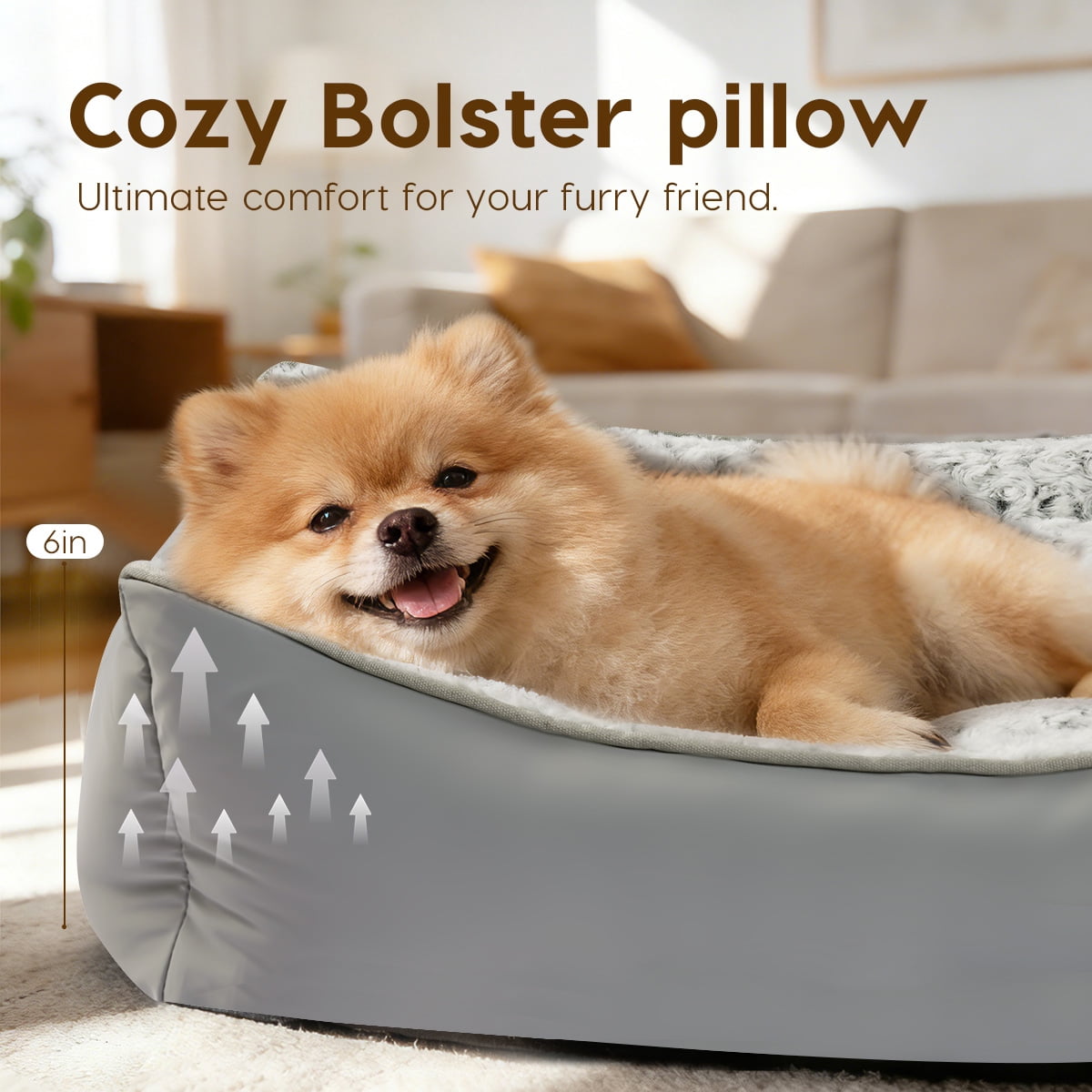 Cat Beds for Indoor Cats Reversible Cool & Warm with Neck Support Sides Washable All-Season , 20"X19",Gray