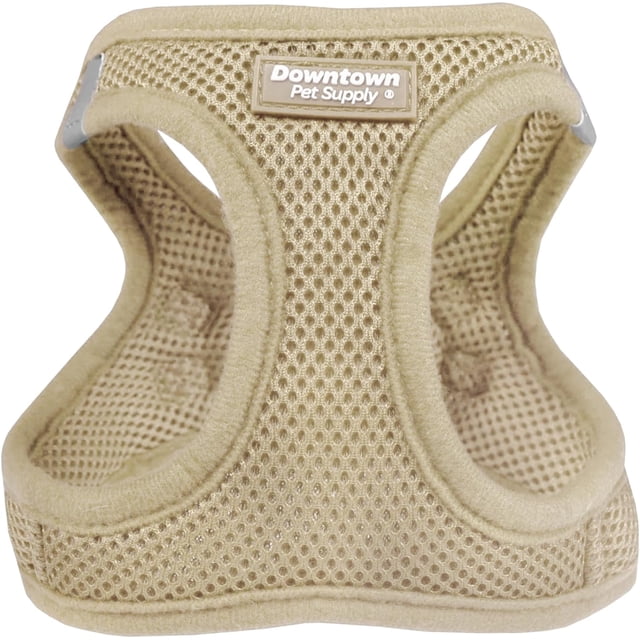 GFDYREE Step in Dog Harness for Small Dogs No Pull, Medium, Khaki - Adjustable Harness with Padded Mesh Fabric and Reflective Trim - Buckle Strap Harness for Dogs