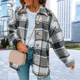 thumbnail image 3 of Lohuatrd Women Spring Autumn Plaid Print Shirt Coat Lapel Long Sleeve Single Breasted Casual Loose Blouse Jacket Cardigan Streetwear, 3 of 8