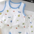 thumbnail image 3 of felwors Toddler Baby Boy Summer Loungewear Pajamas Set for Little Boys 2-Piece Adorable Cartoon Tank Top & Casual Shorts Kids Sleepwear(Z03-Sky Blue,3-4 Years), 3 of 3