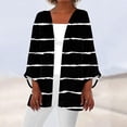 thumbnail image 2 of Birdeem Cardigan pour Femmes Imprimé Rayé Manches 3/4 Chemise Ample Cardigan, 2 of 12
