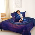 thumbnail image 4 of Manfei Retro Stars Print Full Size Comforter Sets,Abstract Geometric Bedding Comforter Set,Blue Purple,Navy Blue Reversible,3pcs,1 Comforter and 2 Pillowcases, 4 of 7