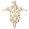 thumbnail image 2 of FORMRS Wearable Blanket Hoodie with Sleeves for Kids Cozy Flannel Sweatshirt, Pastel Green Geometric, 2 of 7