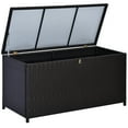 thumbnail image 1 of Outsunny 75 Gallon Wicker Outdoor Storage Box, Deck Box with Gas Strut, 1 of 10