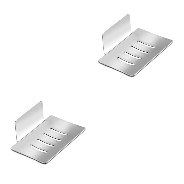 Inteprter Soporte de esponja para ducha de baño, placa de almacenamiento de perforación libre, bandeja de baño adhesiva de Metal de aluminio Type4 NO4