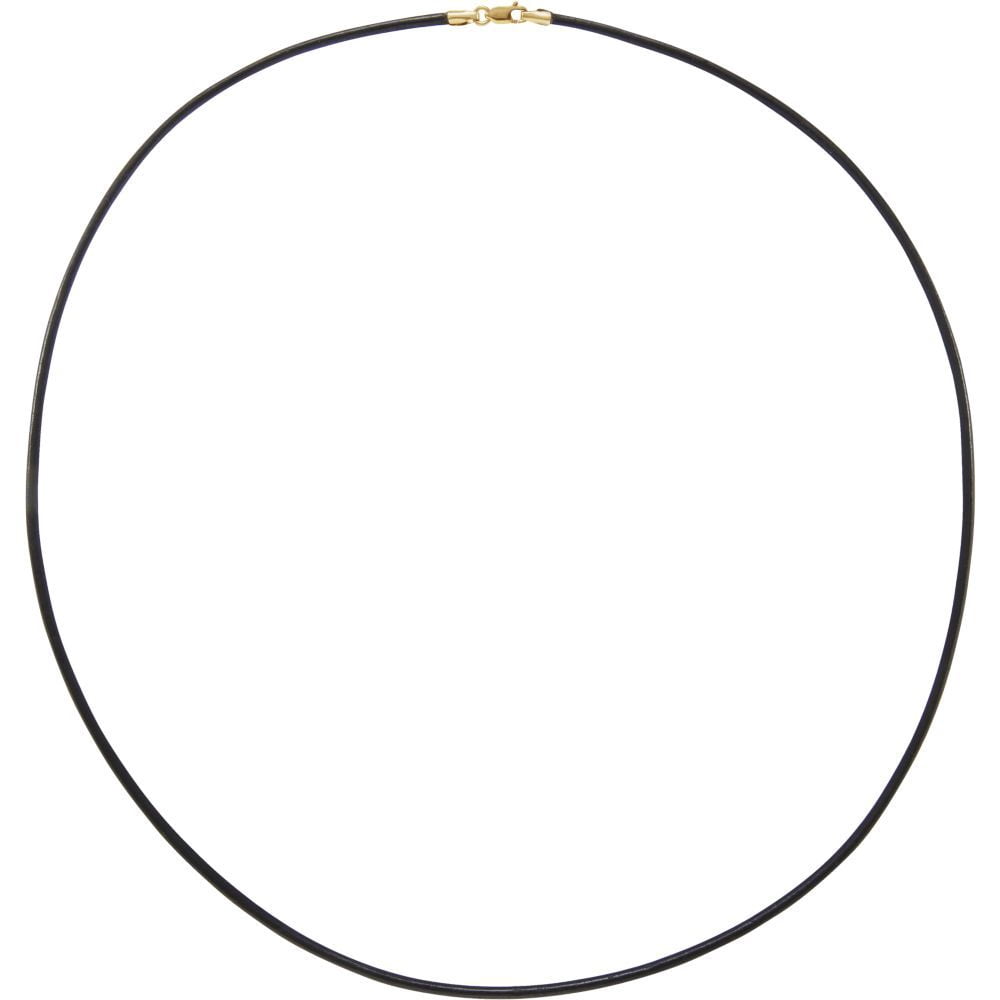 14k Yellow Gold Necklace - .4 Grams - 20 Inch Black Leather 2mm Cord With Lobster Clasp