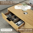 thumbnail image 5 of QuicMiou Fluted 6 Drawers Wood Dresser, 47.3" Wide Modern Chest of Drawers with Metal Legs, Curved Profile Design, Wide Storage Drawer Organizer for Bedroom, Living Room, Hallway, Natural Oak, 5 of 9