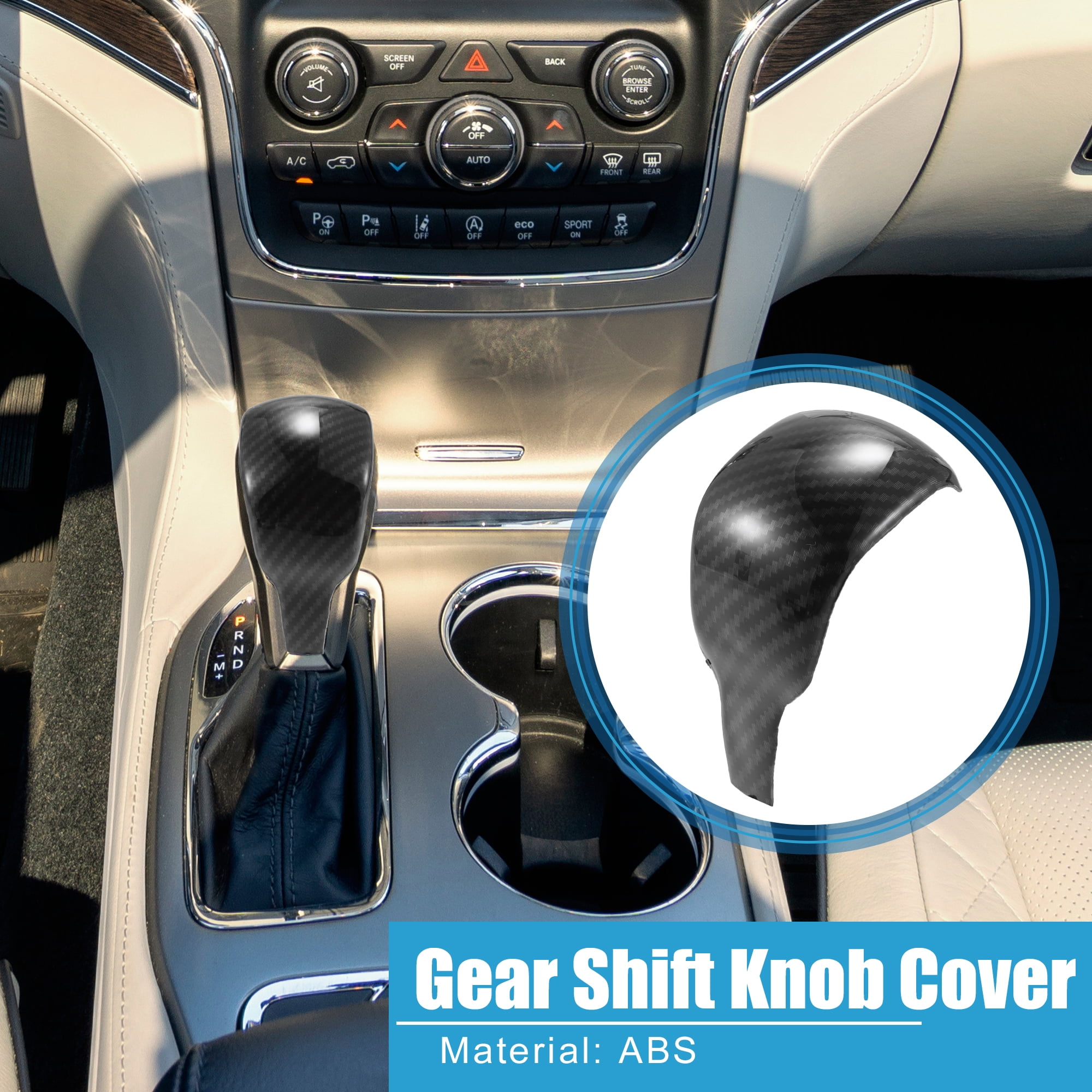 Unique Bargains Gear Shift Lever Cover Gear Shift Knob Trim for Jeep Grand Cherokee 17-20 Black Carbon  Fiber Pattern