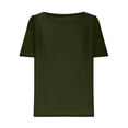 thumbnail image 4 of Raeneomay Half Sleeve Tunic Top Women's 2024 Summer Loose Slim Short Sleeve Solid Color Round Neck Cotton and Linen Top, 4 of 6