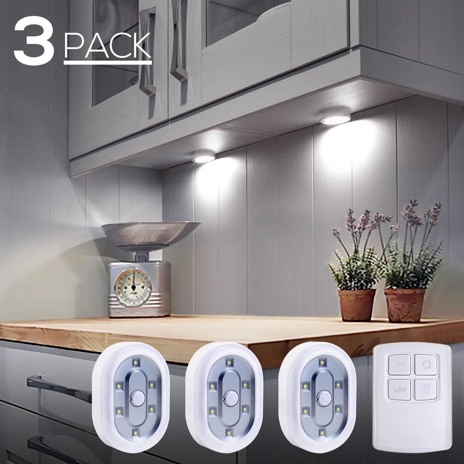 Buy TORCHSTAR LED Puck Light Kit, 1.5W Wireless Under Lighting, Battery Powered Push