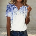 thumbnail image 3 of JTZGDY Western Shirts for Women Loose Fit Casual Vintage Floral Printed Summer 3/4 Smoked Cuff Sleeve Button V Neck Henley Tops White#03 XXXL, 3 of 8
