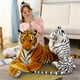 thumbnail image 2 of Peluche de tigre gigante realista de 50-110 cm, animales salvajes suaves, simulación de tigre blanco y marrón, muñeco de jaguar, regalos de cumpleaños para niños, 2 of 5