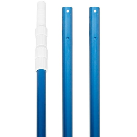U.S. Pool Supply Professional 12 Foot Blue Anodized Aluminum Telescopic Swimming Pool Pole, Adjustable 3 Piece, Easily attaches to pool skimmers, rakes,.., By US Pool Supply