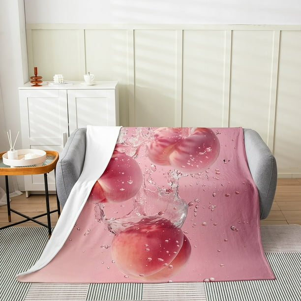 YST Pink Peach Print Pattern Luxury Soft Throw Blanket Twin 60X80 3D Peach Printed Blanket Girly Sweet Style Fleece Blanket Decor for Bedroom Living Room Pink Walmart
