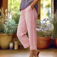 thumbnail image 2 of GigrtiJin Striped Capris Pants for Womens High Waisted Loose Cropped Pants Straight Leg Casual Beach Vacation Capris Pants with Pockets, 2 of 5
