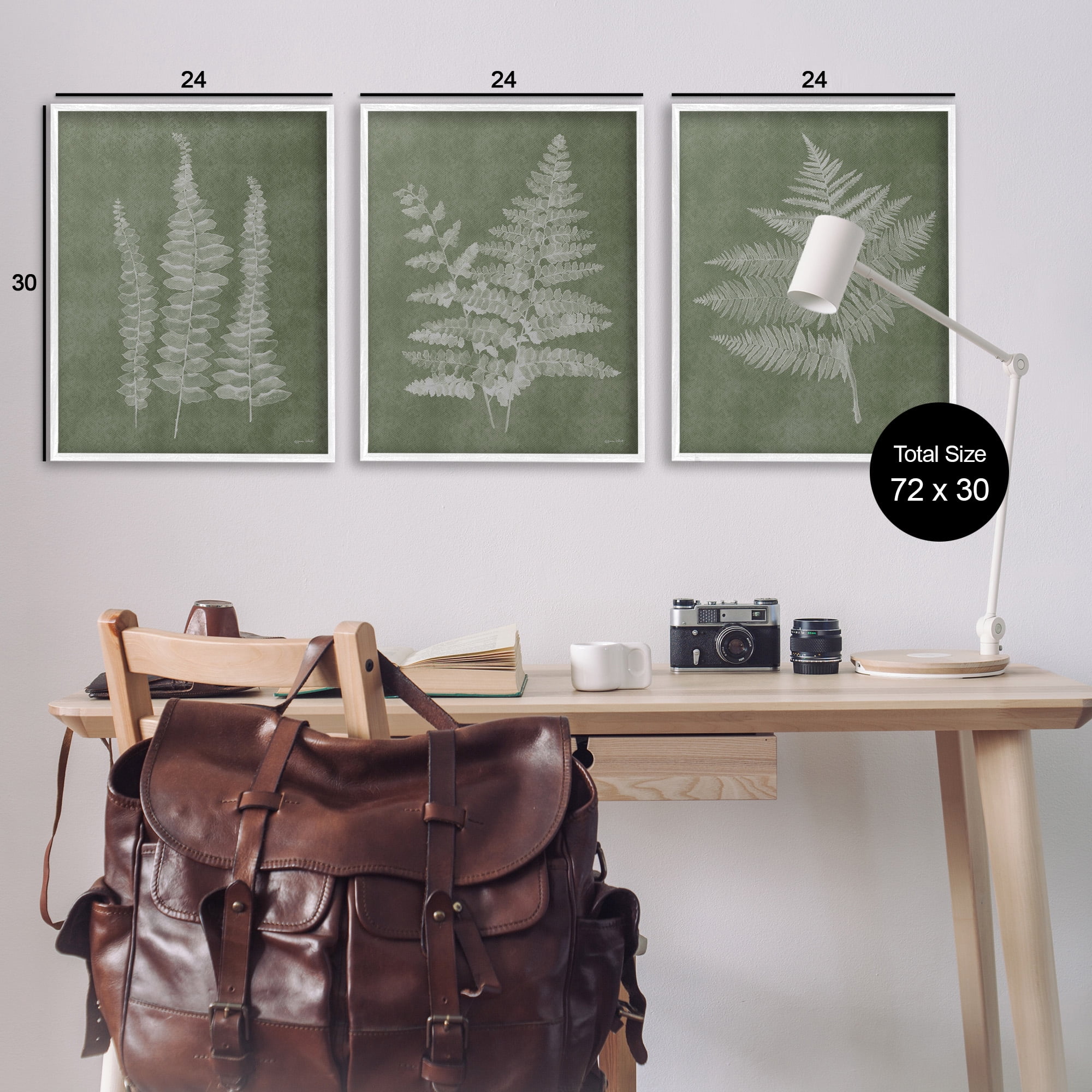 Stupell Industries Vintage Fern Silhouettes Botanical & Floral Painting White Framed Art Print Wall Art, 24 x 30, Set of 3