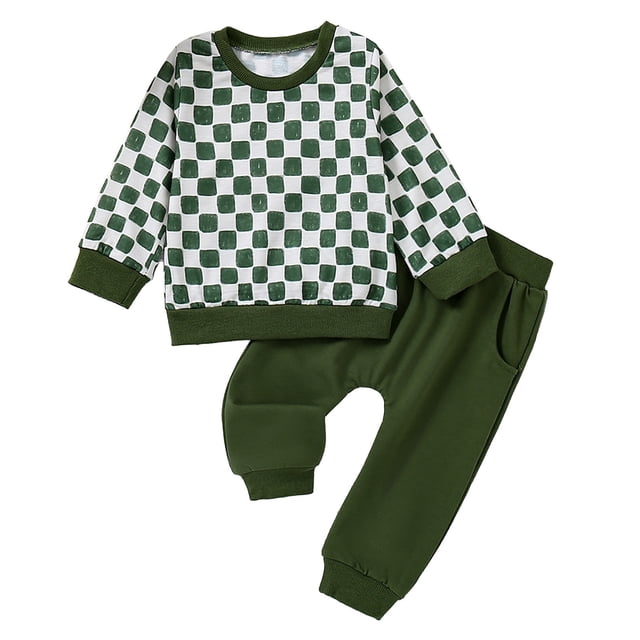 Infant Baby Girl Clothes Long Sleeve Loose Pullover Sweatshirts Pockets Pants Outfits Fall Winter Spring Gift Green 2 Years