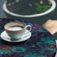 thumbnail image 3 of Ambesonne Floral Fitted Round Tablecloth, Psychedelic Flower Pattern, 56"- 60" Diameter, Indigo Laurel Green, 3 of 5