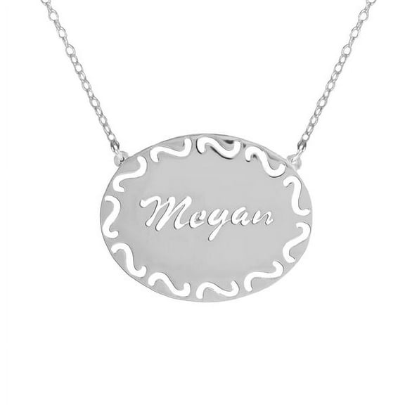 Personalized Filigree Oval Name Necklace in 14K Gold-Plated Sterling Silver or Sterling Silver