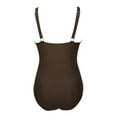 thumbnail image 5 of UTSJKR Women's Tummy Control Swimsuits Mesh Hollowed Sexy One Piece Bathing Suits Slimming V Neck Swimwear Brown L, 5 of 6