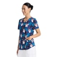 thumbnail image 3 of Warner Bros. Frosty The Snowman Too Cool For Yule Women's V-Neck Print Scrub Top, Sizes XS-3XL, 3 of 6